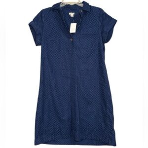 J. Crew Corduroy Dress in Navy and White Dot Shorts Sleeve Size Small